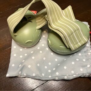 Green alpine baby and toddler earmuffs for airplane etc